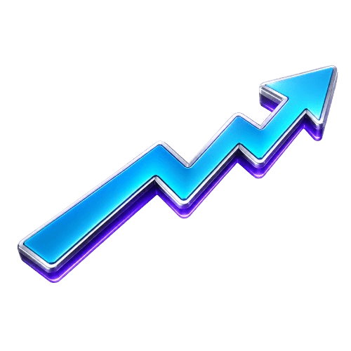 Neon upward growth arrow